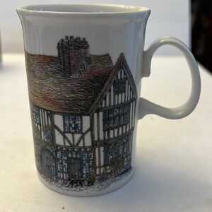 Dunoon Scotland Cottage Coffee Mug cat and squirrel on roof
